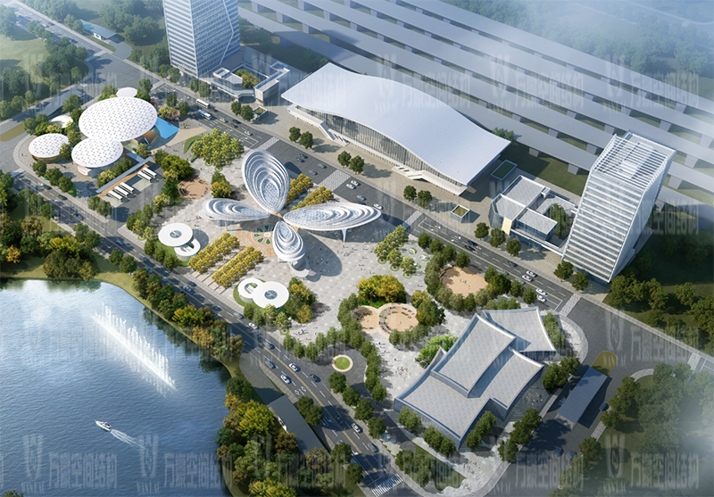 張家港高鐵站前大蝴蝶景觀膜結構工程進入第二階段二次結構拼裝與吊裝