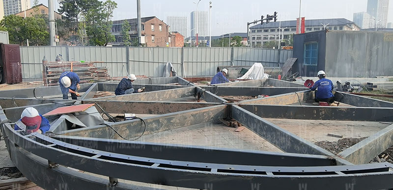 臺州大板橋ETFE氣枕天幕項目開始施工 臺州大板橋ETFE氣枕天幕項目開始施工