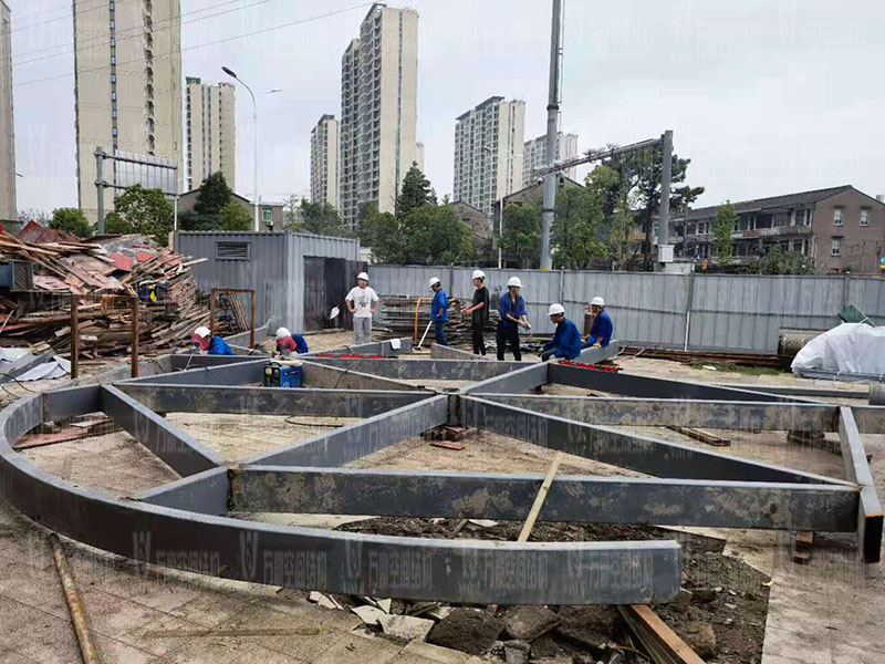 臺州大板橋ETFE氣枕天幕項目開始施工 臺州大板橋ETFE氣枕天幕項目開始施工