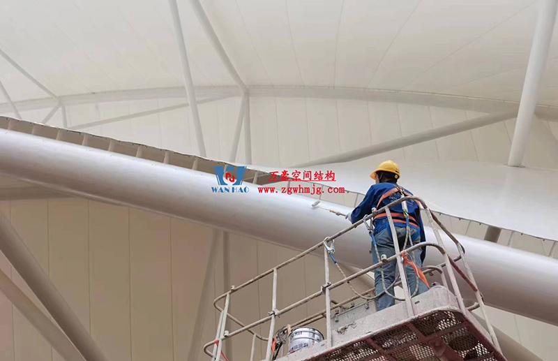 陜西定邊馬蓮灘沙漠公園鋼膜結(jié)構(gòu)工程“奮力快跑”，工程“進(jìn)度條”刷新了!