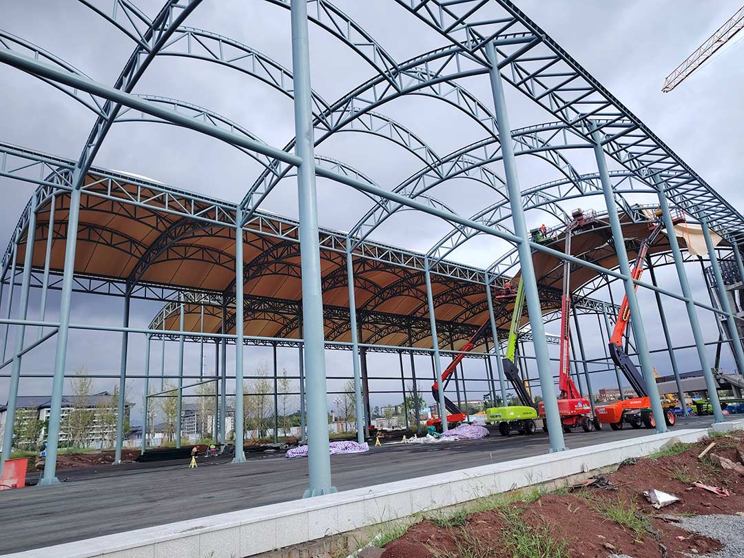 四川廣安共享體育場(chǎng)網(wǎng)球館PTFE膜結(jié)構(gòu)